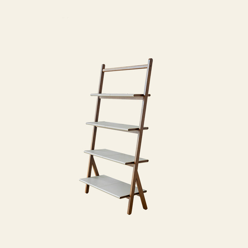 Moderne stijl Open Back Bookshelf Ladder Houten boekenkast voor thuiskantoor