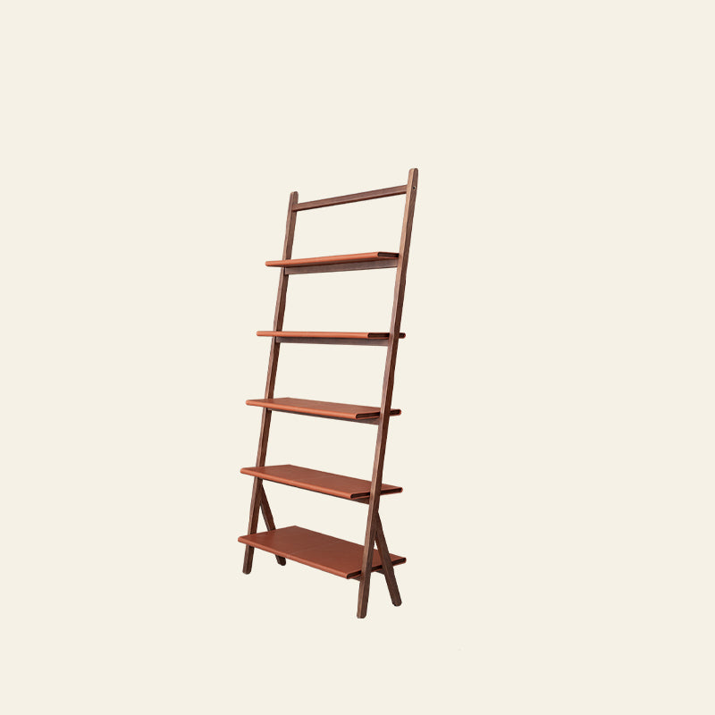 Moderne stijl Open Back Bookshelf Ladder Houten boekenkast voor thuiskantoor