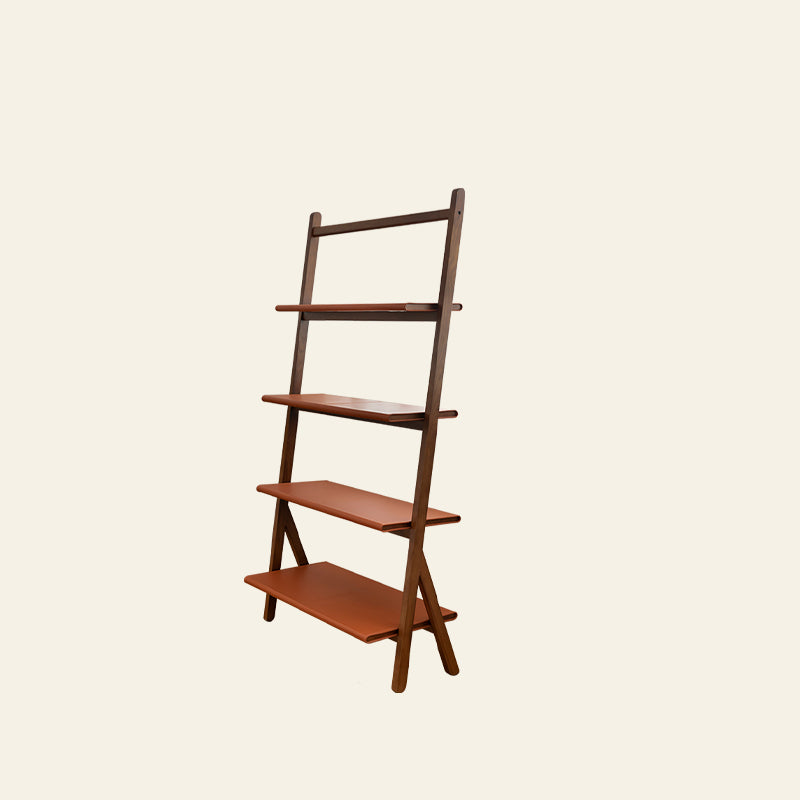 Moderne stijl Open Back Bookshelf Ladder Houten boekenkast voor thuiskantoor