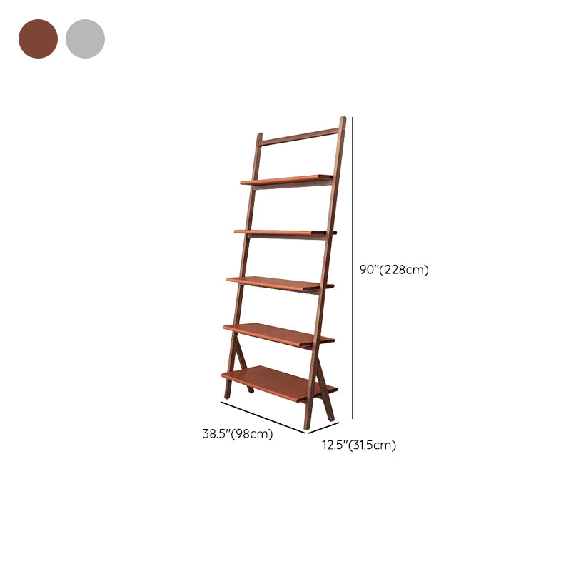 Moderne stijl Open Back Bookshelf Ladder Houten boekenkast voor thuiskantoor