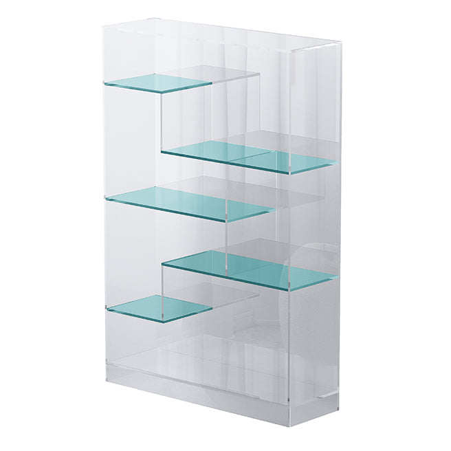 Contemporary Closed Back Standard Bookshelf Acrylic Bookcase Lake Blue Clearhalo 'Bookcases' 'furn' 'furn_bookcases' 'Furniture' 'Office Furniture' 6685696