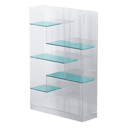 Contemporary Closed Back Standard Bookshelf Acrylic Bookcase Lake Blue Clearhalo 'Bookcases' 'furn' 'furn_bookcases' 'Furniture' 'Office Furniture' 6685696