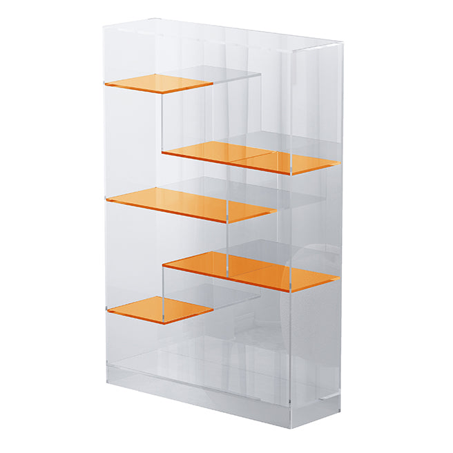 Contemporary Closed Back Standard Bookshelf Acrylic Bookcase Orange Clearhalo 'Bookcases' 'furn' 'furn_bookcases' 'Furniture' 'Office Furniture' 6685700