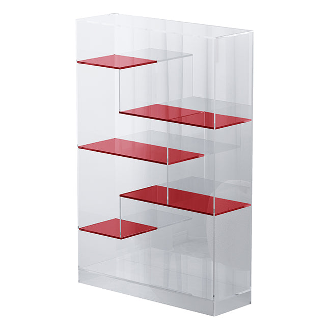 Contemporary Closed Back Standard Bookshelf Acrylic Bookcase Red Clearhalo 'Bookcases' 'furn' 'furn_bookcases' 'Furniture' 'Office Furniture' 6685704