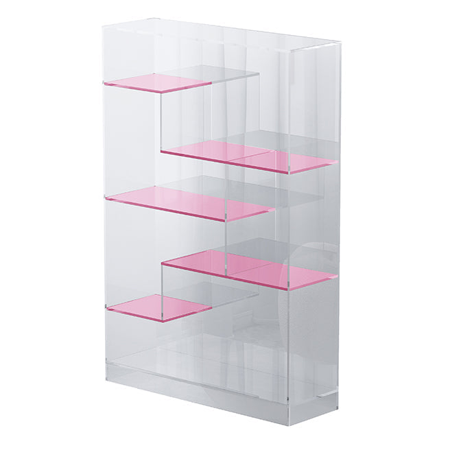 Contemporary Closed Back Standard Bookshelf Acrylic Bookcase Pink Clearhalo 'Bookcases' 'furn' 'furn_bookcases' 'Furniture' 'Office Furniture' 6685707