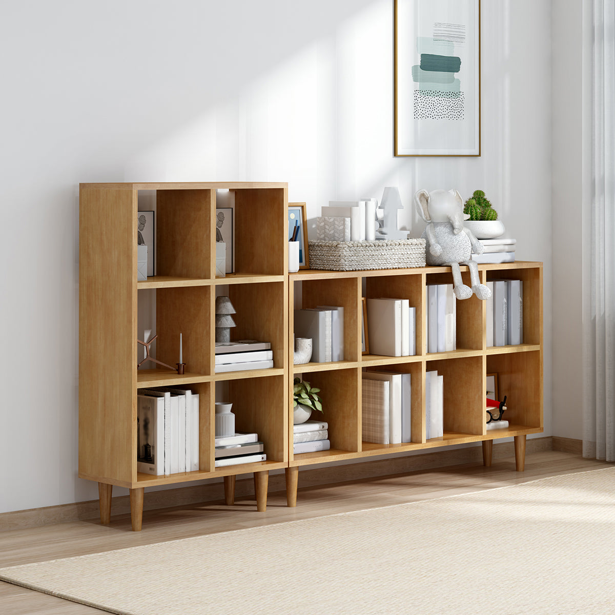 Modern Style Open Back Bookshelf Wooden Shelf Bookcase in Brown Clearhalo 'Bookcases' 'furn' 'furn_bookcases' 'Furniture' 'Office Furniture' 6685731