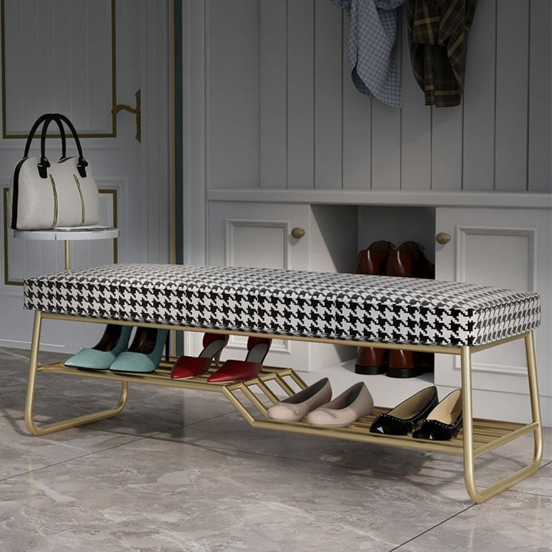 Glam Rectangle Seating Bench Cushioned Shoe Storage Entryway and Bedroom Bench 31.5"L x 14"W x 20"H Clearhalo 'Benches' 'Chairs & Seating' 'furn' 'furn_benches' 'Furniture' 'Living Room Furniture' 6685774