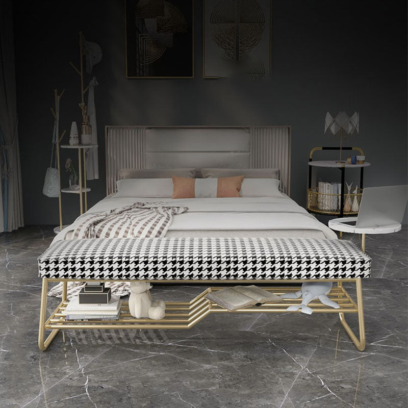 Glam Rectangle Seating Bench Cushioned Shoe Storage Entryway and Bedroom Bench Clearhalo 'Benches' 'Chairs & Seating' 'furn' 'furn_benches' 'Furniture' 'Living Room Furniture' 6685783