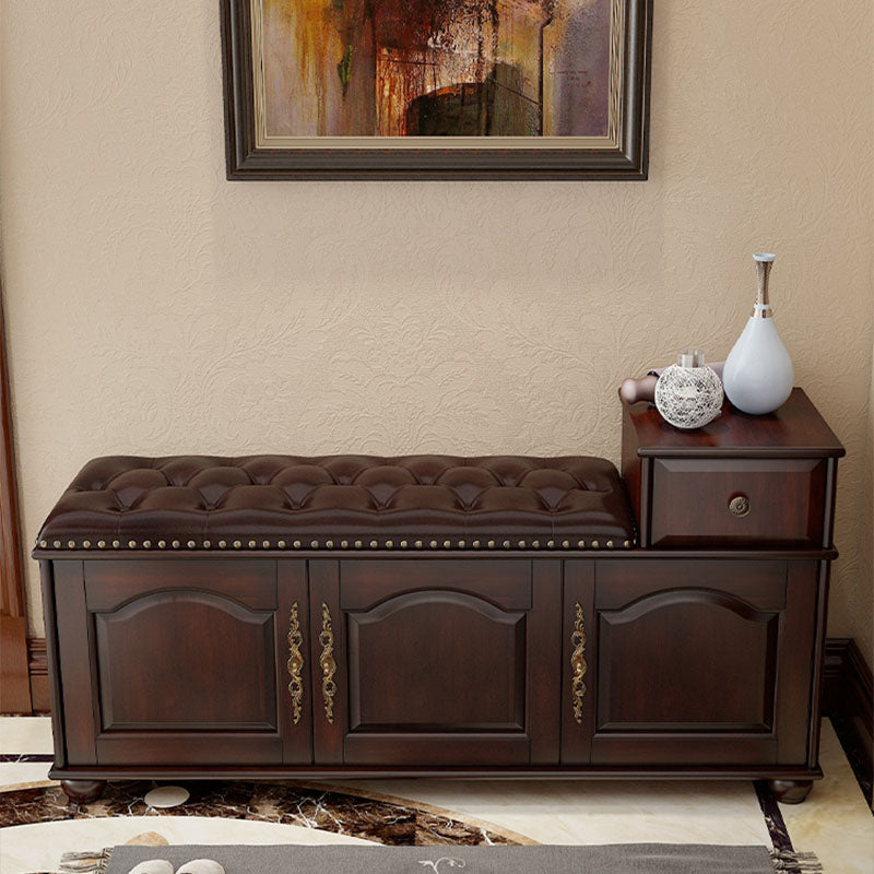 Rubberwood Seating Bench Cushioned 14" W Rectangle Shoe Storage Entryway Bench Clearhalo 'Benches' 'Chairs & Seating' 'furn' 'furn_benches' 'Furniture' 'Living Room Furniture' 6685789