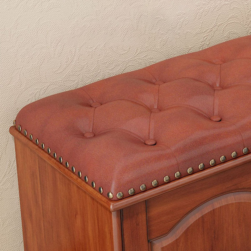 Rubberwood Seating Bench Cushioned 14" W Rectangle Shoe Storage Entryway Bench Clearhalo 'Benches' 'Chairs & Seating' 'furn' 'furn_benches' 'Furniture' 'Living Room Furniture' 6685795