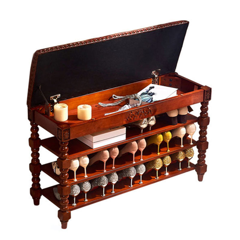 Mid-Century Modern Rubberwood Seating Bench Rectangle Shoe Storage Entryway Bench Clearhalo 'Benches' 'Chairs & Seating' 'furn' 'furn_benches' 'Furniture' 'Living Room Furniture' 6685816