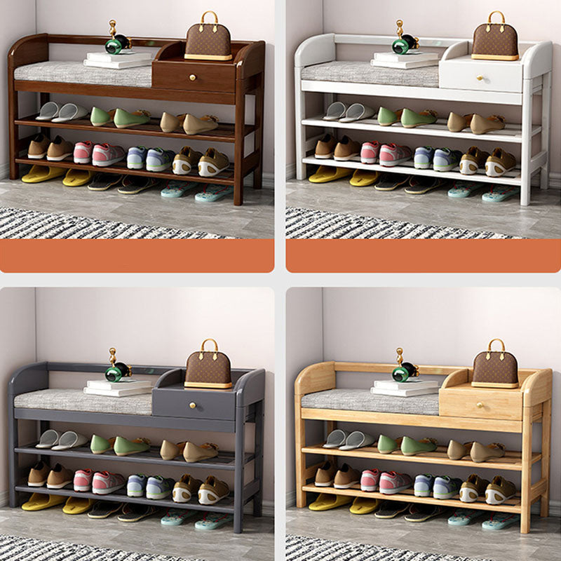 Mid-Century Modern Seating Bench Rectangle Cushioned Shoe Storage Entryway Bench Clearhalo 'Benches' 'Chairs & Seating' 'furn' 'furn_benches' 'Furniture' 'Living Room Furniture' 6685832