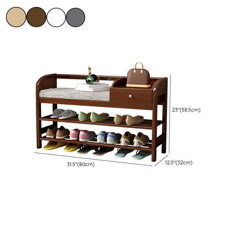 Mid-Century Modern Seating Bench Rectangle Cushioned Shoe Storage Entryway Bench Clearhalo 'Benches' 'Chairs & Seating' 'furn' 'furn_benches' 'Furniture' 'Living Room Furniture' 6685833