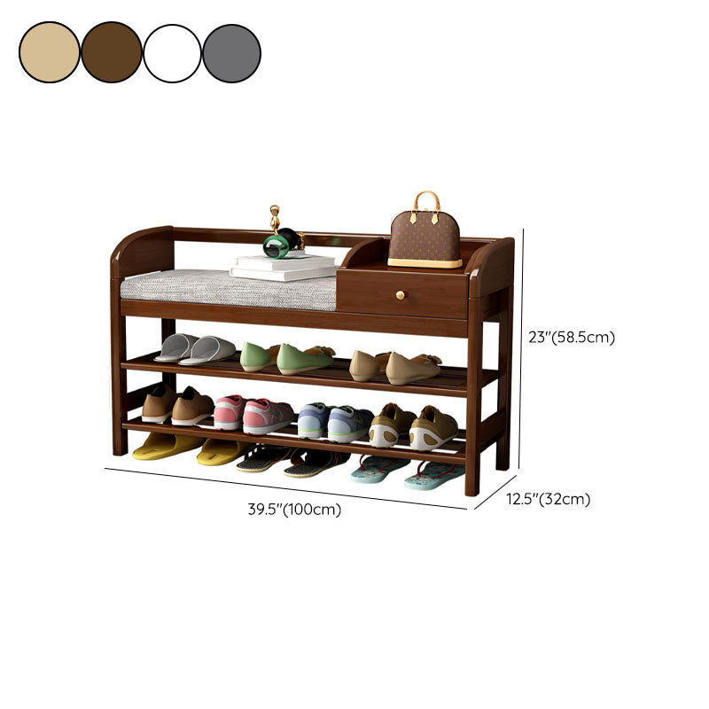 Mid-Century Modern Seating Bench Rectangle Cushioned Shoe Storage Entryway Bench Clearhalo 'Benches' 'Chairs & Seating' 'furn' 'furn_benches' 'Furniture' 'Living Room Furniture' 6685834