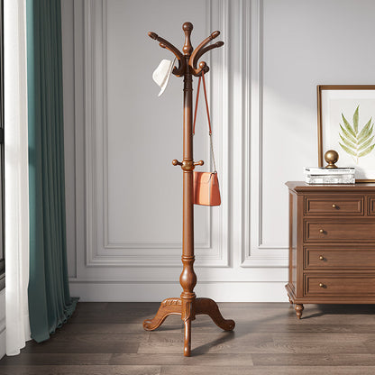 Solid Wood Entry Coat Rack Traditional Style Simple Living Room Floor Coat Hanger Yellow-Brown Clearhalo 'Entry & Mudroom Furniture' 'furn' 'furn_hall_tree_coat_racks' 'Furniture' 'Hall Trees & Coat Racks' 'hall_tree_coat_racks' 6685845