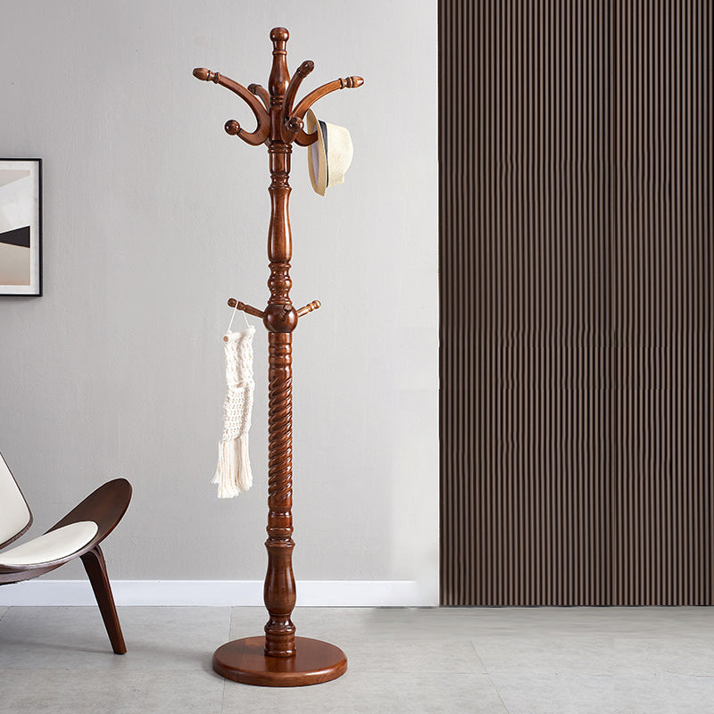 Solid Wood Entry Coat Rack Traditional Style Simple Living Room Floor Coat Hanger Walnut Clearhalo 'Entry & Mudroom Furniture' 'furn' 'furn_hall_tree_coat_racks' 'Furniture' 'Hall Trees & Coat Racks' 'hall_tree_coat_racks' 6685846