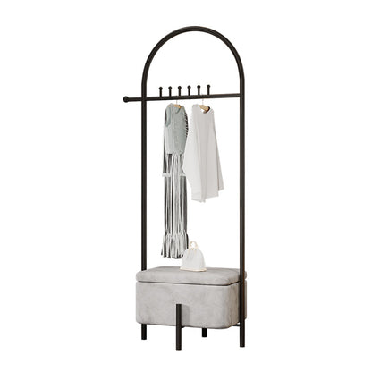 Luxurious Metallic Coat Hanger Free Standing Coat Rack with Flip Box 24"L x 15.7"W x 70.9"H Black-Gray