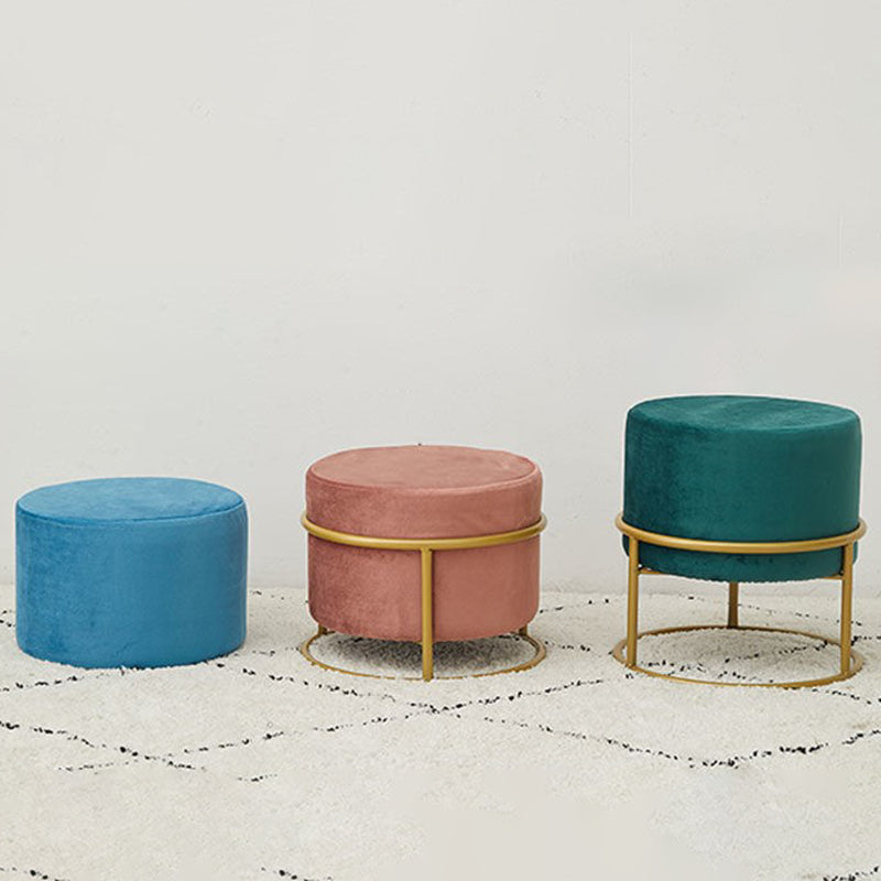 Mildew Resistant Ottoman Pure Color Modern Upholstered Velvet Round Ottoman Clearhalo 'furn' 'furn_ottomans_poufs' 'Furniture' 'Living Room Furniture' 'Ottomans & Poufs' 'ottomans_poufs' 6685950