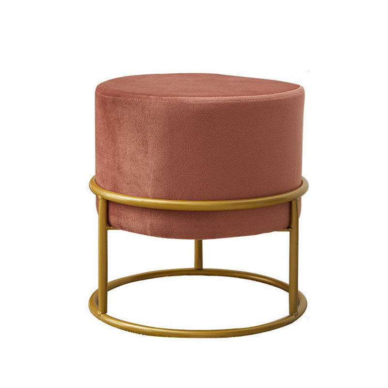 Mildew Resistant Ottoman Pure Color Modern Upholstered Velvet Round Ottoman 11"L x 11"W x 13"H Cameo Brown 1 Piece Clearhalo 'furn' 'furn_ottomans_poufs' 'Furniture' 'Living Room Furniture' 'Ottomans & Poufs' 'ottomans_poufs' 6685956