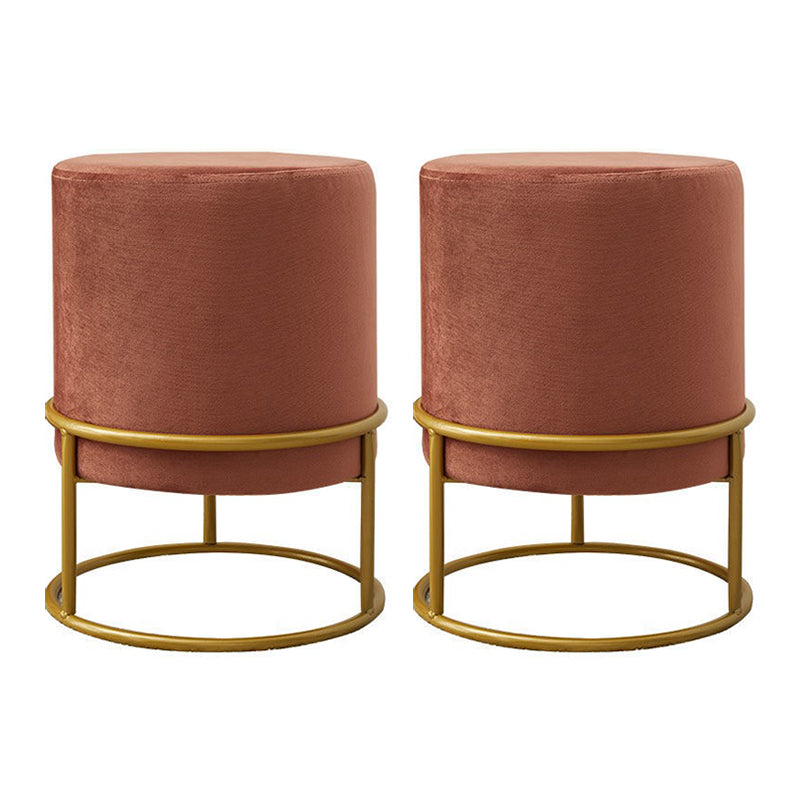 Mildew Resistant Ottoman Pure Color Modern Upholstered Velvet Round Ottoman 11"L x 11"W x 16"H Cameo Brown 2 Piece Set Clearhalo 'furn' 'furn_ottomans_poufs' 'Furniture' 'Living Room Furniture' 'Ottomans & Poufs' 'ottomans_poufs' 6685962