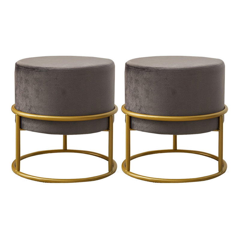 Mildew Resistant Ottoman Pure Color Modern Upholstered Velvet Round Ottoman 11"L x 11"W x 13"H Dark Gray 2 Piece Set Clearhalo 'furn' 'furn_ottomans_poufs' 'Furniture' 'Living Room Furniture' 'Ottomans & Poufs' 'ottomans_poufs' 6685963