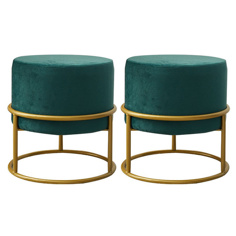 Mildew Resistant Ottoman Pure Color Modern Upholstered Velvet Round Ottoman 11"L x 11"W x 13"H Blackish Green 2 Piece Set Clearhalo 'furn' 'furn_ottomans_poufs' 'Furniture' 'Living Room Furniture' 'Ottomans & Poufs' 'ottomans_poufs' 6685967
