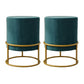 Mildew Resistant Ottoman Pure Color Modern Upholstered Velvet Round Ottoman 11"L x 11"W x 16"H Blackish Green 2 Piece Set Clearhalo 'furn' 'furn_ottomans_poufs' 'Furniture' 'Living Room Furniture' 'Ottomans & Poufs' 'ottomans_poufs' 6685968