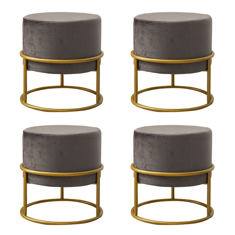 Mildew Resistant Ottoman Pure Color Modern Upholstered Velvet Round Ottoman 11"L x 11"W x 13"H Dark Gray 4 Piece Set Clearhalo 'furn' 'furn_ottomans_poufs' 'Furniture' 'Living Room Furniture' 'Ottomans & Poufs' 'ottomans_poufs' 6685971