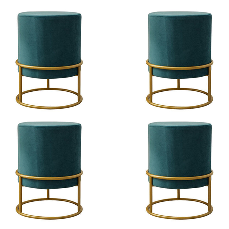 Mildew Resistant Ottoman Pure Color Modern Upholstered Velvet Round Ottoman 11"L x 11"W x 16"H Blackish Green 4 Piece Set Clearhalo 'furn' 'furn_ottomans_poufs' 'Furniture' 'Living Room Furniture' 'Ottomans & Poufs' 'ottomans_poufs' 6685976