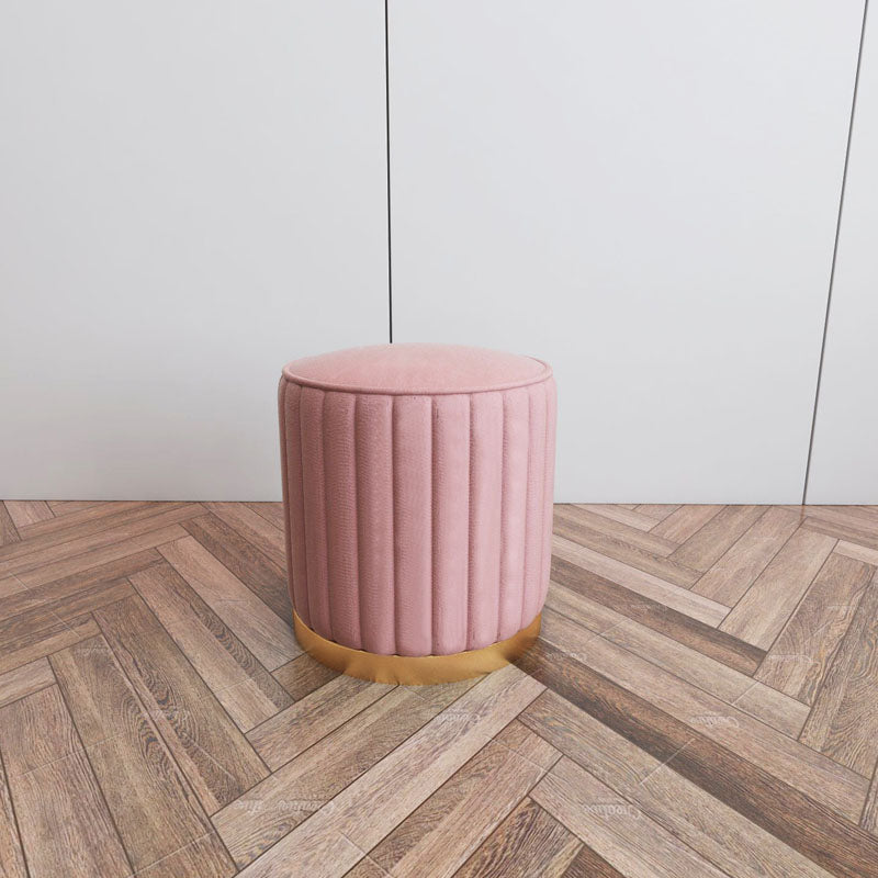 Gorgeous Round Pouf Solid Color Stain Resistant Pouf for Drawing Room Pink 1 Piece Clearhalo 'furn' 'furn_ottomans_poufs' 'Furniture' 'Living Room Furniture' 'Ottomans & Poufs' 'ottomans_poufs' 6685982