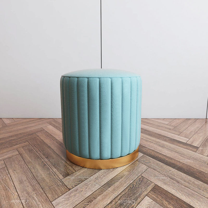 Gorgeous Round Pouf Solid Color Stain Resistant Pouf for Drawing Room Light Blue 1 Piece Clearhalo 'furn' 'furn_ottomans_poufs' 'Furniture' 'Living Room Furniture' 'Ottomans & Poufs' 'ottomans_poufs' 6685987