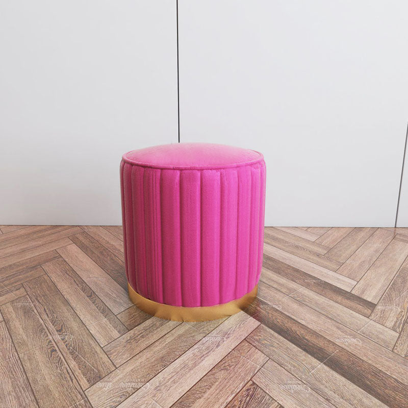 Gorgeous Round Pouf Solid Color Stain Resistant Pouf for Drawing Room Peach 1 Piece Clearhalo 'furn' 'furn_ottomans_poufs' 'Furniture' 'Living Room Furniture' 'Ottomans & Poufs' 'ottomans_poufs' 6685989