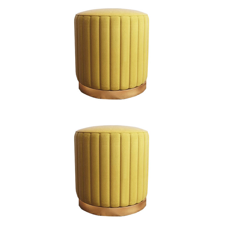 Gorgeous Round Pouf Solid Color Stain Resistant Pouf for Drawing Room Yellow 2 Piece Set Clearhalo 'furn' 'furn_ottomans_poufs' 'Furniture' 'Living Room Furniture' 'Ottomans & Poufs' 'ottomans_poufs' 6686007