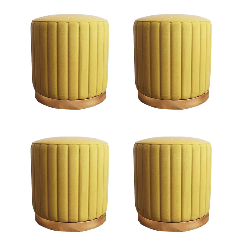 Gorgeous Round Pouf Solid Color Stain Resistant Pouf for Drawing Room Yellow 4 Piece Set Clearhalo 'furn' 'furn_ottomans_poufs' 'Furniture' 'Living Room Furniture' 'Ottomans & Poufs' 'ottomans_poufs' 6686009