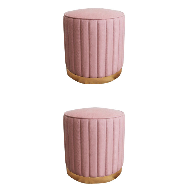 Gorgeous Round Pouf Solid Color Stain Resistant Pouf for Drawing Room Pink 2 Piece Set Clearhalo 'furn' 'furn_ottomans_poufs' 'Furniture' 'Living Room Furniture' 'Ottomans & Poufs' 'ottomans_poufs' 6686010