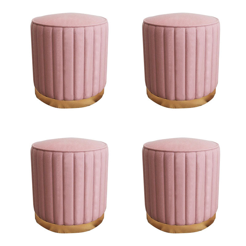 Gorgeous Round Pouf Solid Color Stain Resistant Pouf for Drawing Room Pink 4 Piece Set Clearhalo 'furn' 'furn_ottomans_poufs' 'Furniture' 'Living Room Furniture' 'Ottomans & Poufs' 'ottomans_poufs' 6686011