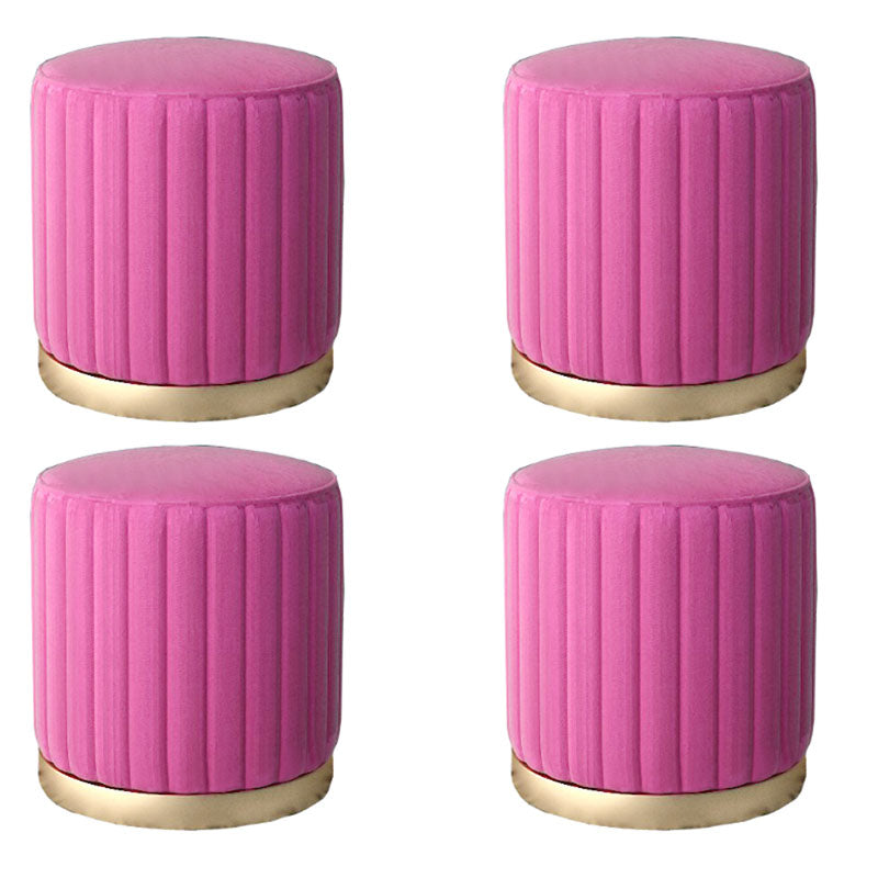 Gorgeous Round Pouf Solid Color Stain Resistant Pouf for Drawing Room Peach 4 Piece Set Clearhalo 'furn' 'furn_ottomans_poufs' 'Furniture' 'Living Room Furniture' 'Ottomans & Poufs' 'ottomans_poufs' 6686017