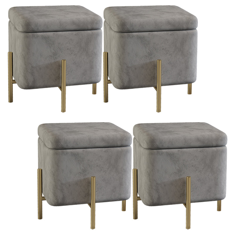 Ottoman Square Pure Color Velvet Scratch Resistant Ottoman with Storage Grey 4 Piece Set Clearhalo 'furn' 'furn_ottomans_poufs' 'Furniture' 'Living Room Furniture' 'Ottomans & Poufs' 'ottomans_poufs' 6686024
