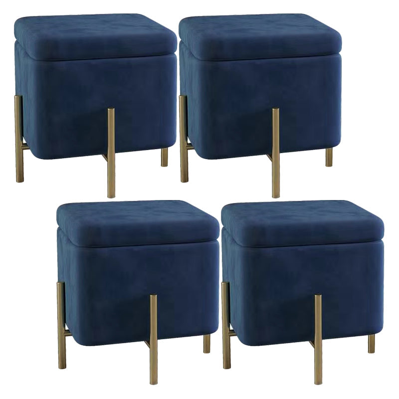 Ottoman Square Pure Color Velvet Scratch Resistant Ottoman with Storage Blue 4 Piece Set Clearhalo 'furn' 'furn_ottomans_poufs' 'Furniture' 'Living Room Furniture' 'Ottomans & Poufs' 'ottomans_poufs' 6686042