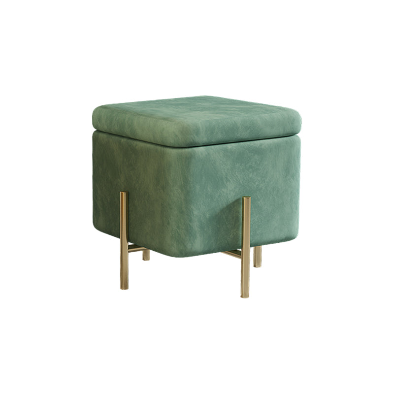 Ottoman Square Pure Color Velvet Scratch Resistant Ottoman with Storage Green 1 Piece Clearhalo 'furn' 'furn_ottomans_poufs' 'Furniture' 'Living Room Furniture' 'Ottomans & Poufs' 'ottomans_poufs' 6686043