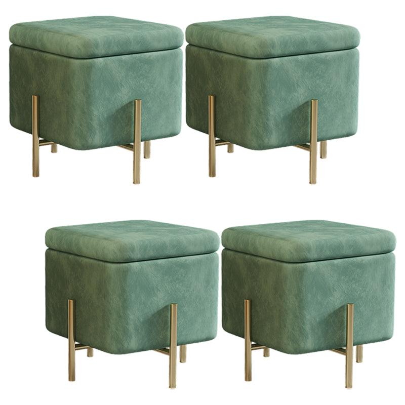 Ottoman Square Pure Color Velvet Scratch Resistant Ottoman with Storage Green 4 Piece Set Clearhalo 'furn' 'furn_ottomans_poufs' 'Furniture' 'Living Room Furniture' 'Ottomans & Poufs' 'ottomans_poufs' 6686045