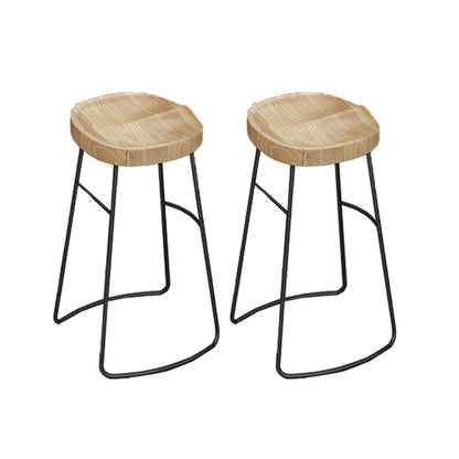 Sgabello da bar in metallo moderno in legno massiccio senza schienale per il ristorante