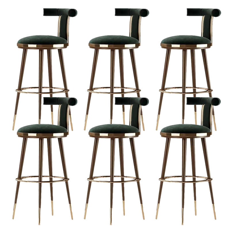 Glam Upholstered Bar Stool Glam Backrest Counter Stool for Bristol Atrovirens 6 Piece Set Clearhalo 'Bar Furniture' 'Bar Stools' 'bar_stools' 'furn' 'furn_bar_stools' 'Furniture' 'Kitchen & Dining Furniture' 6686312