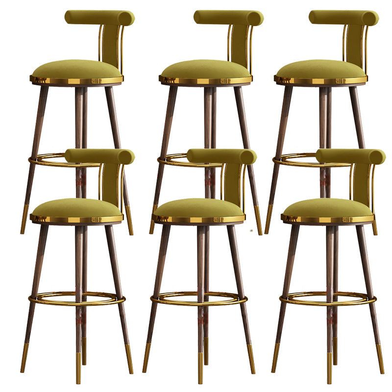 Glam Upholstered Bar Stool Glam Backrest Counter Stool for Bristol Light Green 6 Piece Set Clearhalo 'Bar Furniture' 'Bar Stools' 'bar_stools' 'furn' 'furn_bar_stools' 'Furniture' 'Kitchen & Dining Furniture' 6686326