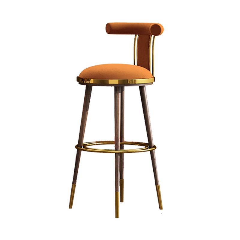 Glam Upholstered Bar Stool Glam Backrest Counter Stool for Bristol Orange 1 Piece Clearhalo 'Bar Furniture' 'Bar Stools' 'bar_stools' 'furn' 'furn_bar_stools' 'Furniture' 'Kitchen & Dining Furniture' 6686329