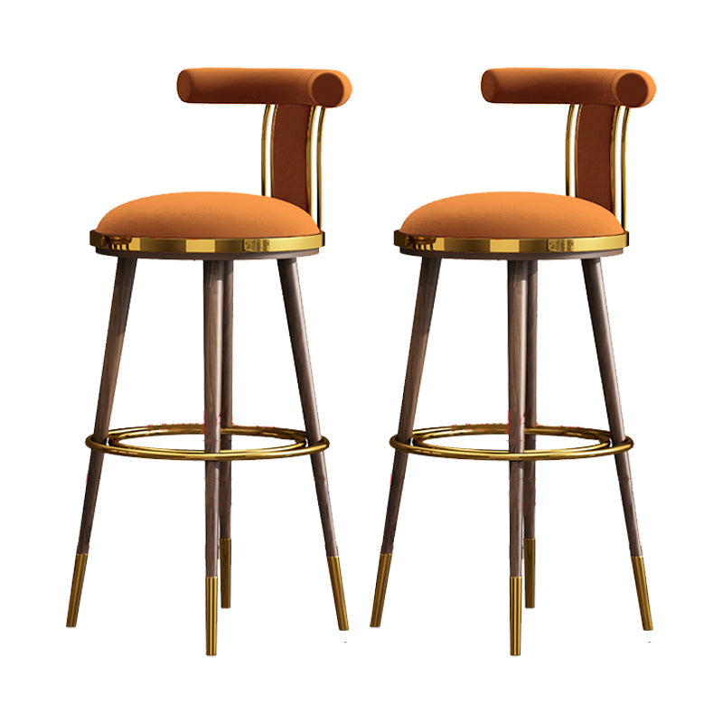 Glam Upholstered Bar Stool Glam Backrest Counter Stool for Bristol Orange 2 Piece Set Clearhalo 'Bar Furniture' 'Bar Stools' 'bar_stools' 'furn' 'furn_bar_stools' 'Furniture' 'Kitchen & Dining Furniture' 6686330