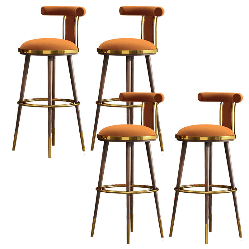 Glam Upholstered Bar Stool Glam Backrest Counter Stool for Bristol Orange 4 Piece Set Clearhalo 'Bar Furniture' 'Bar Stools' 'bar_stools' 'furn' 'furn_bar_stools' 'Furniture' 'Kitchen & Dining Furniture' 6686331