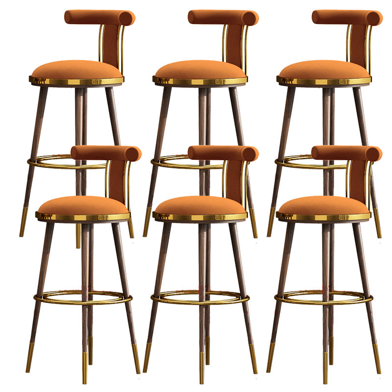 Glam Upholstered Bar Stool Glam Backrest Counter Stool for Bristol Orange 6 Piece Set Clearhalo 'Bar Furniture' 'Bar Stools' 'bar_stools' 'furn' 'furn_bar_stools' 'Furniture' 'Kitchen & Dining Furniture' 6686332