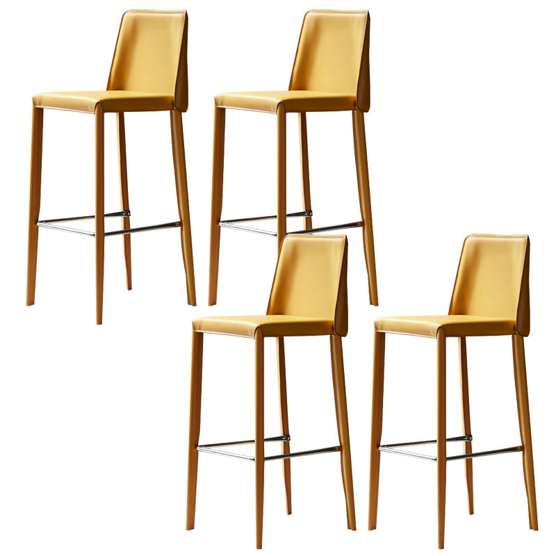 Modern Leather Bar Stool Low Back Counter Stool for Living Room Yellow 4 Piece Set Clearhalo 'Bar Furniture' 'Bar Stools' 'bar_stools' 'furn' 'furn_bar_stools' 'Furniture' 'Kitchen & Dining Furniture' 6686340