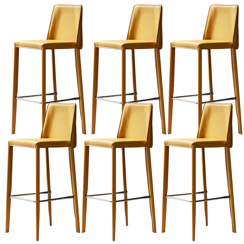 Modern Leather Bar Stool Low Back Counter Stool for Living Room Yellow 6 Piece Set Clearhalo 'Bar Furniture' 'Bar Stools' 'bar_stools' 'furn' 'furn_bar_stools' 'Furniture' 'Kitchen & Dining Furniture' 6686342